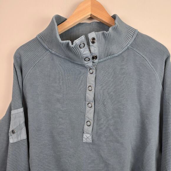 Free People Movement So Fly Henley Layer Size M Midnight Jade Ribbed Crop Shirt - Picture 2 of 4